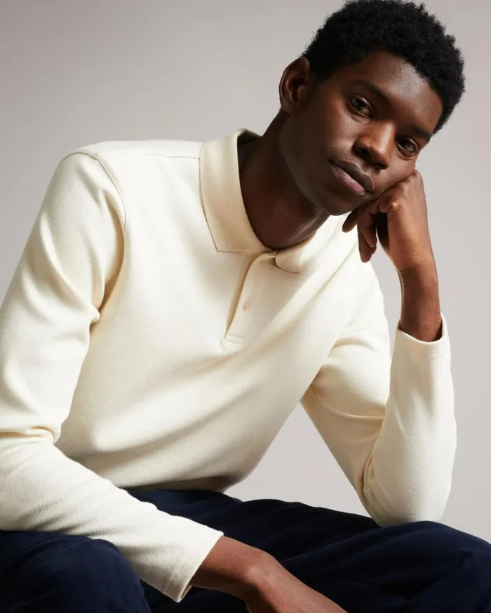Twill Jersey Polo Shirt Natural Men Ted Baker Tops
