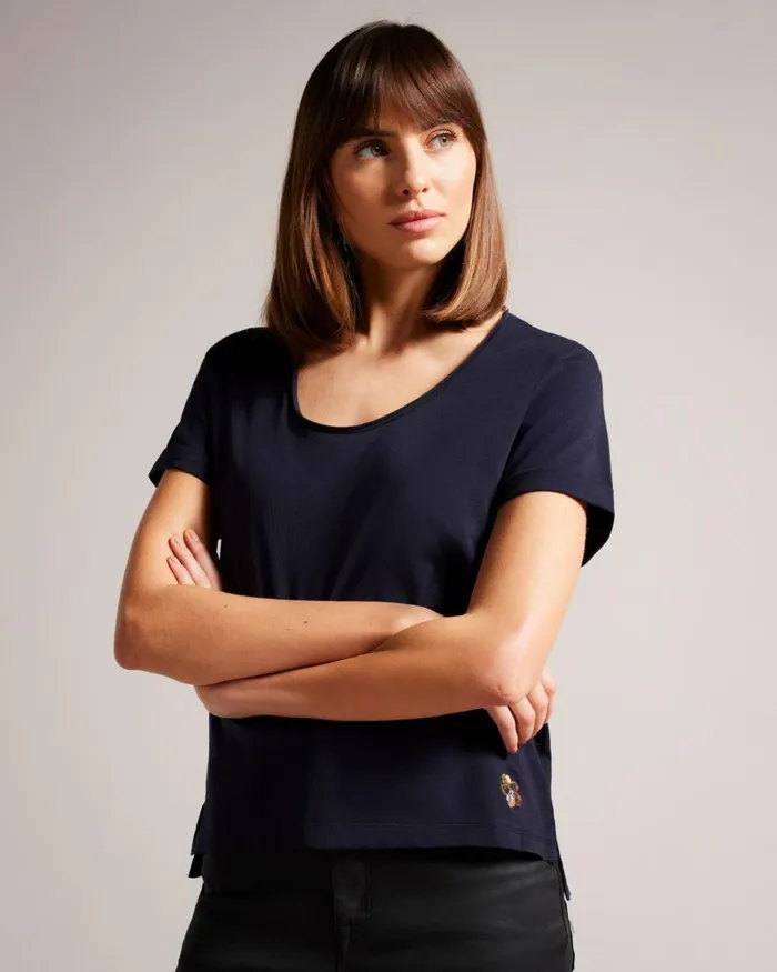 Vneck Easy Fit Tee Navy Women Ted Baker Tops and TShirts Vneck Easy Fit Tee Navy Women Ted Baker Tops and TShirts
