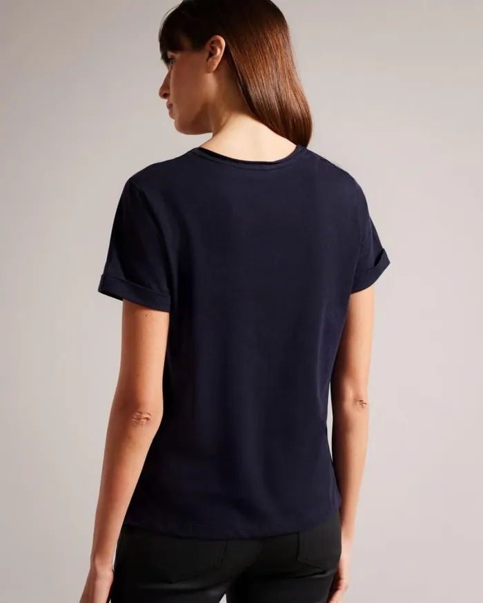 Vneck Easy Fit Tee Navy Women Ted Baker Tops and TShirts Vneck Easy Fit Tee Navy Women Ted Baker Tops and TShirts