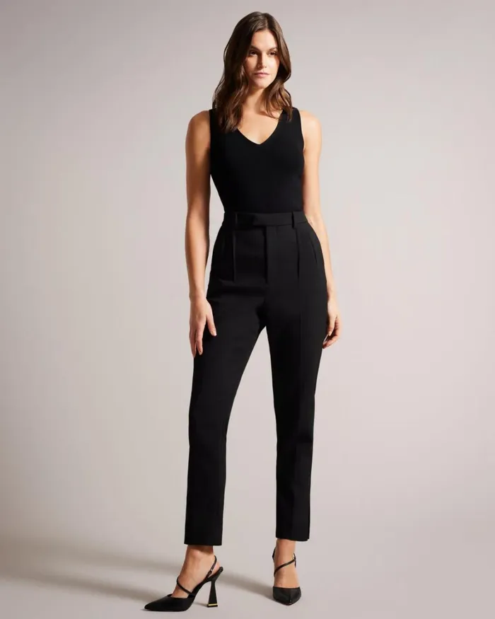V Neck Slim Fit Knit Top Black Women Ted Baker Clothing