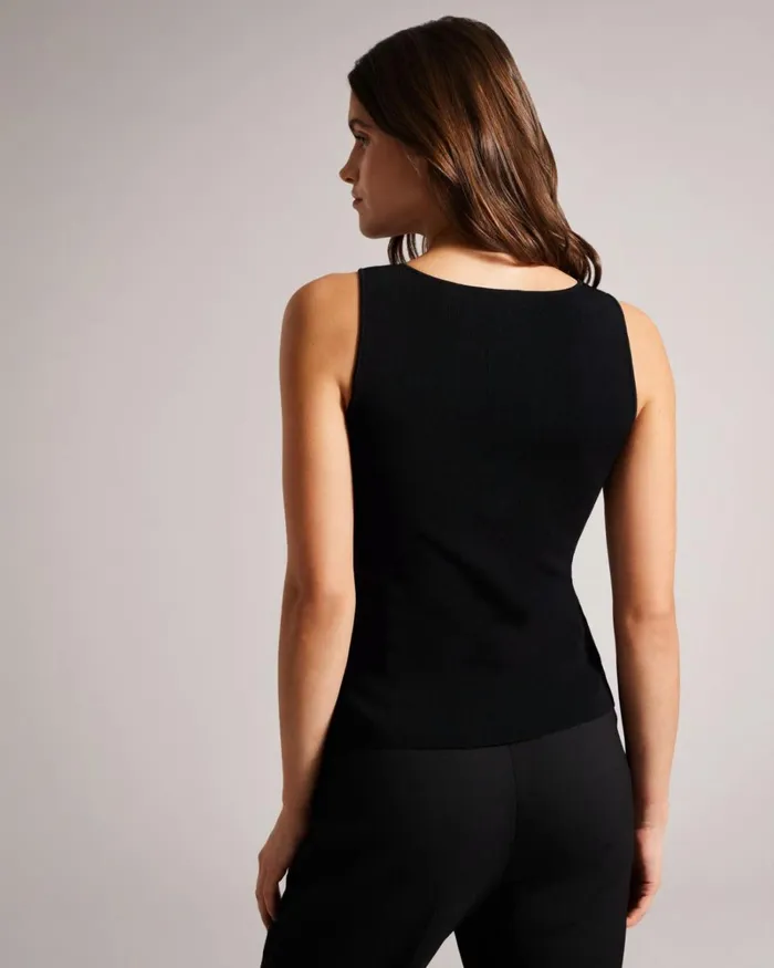 V Neck Slim Fit Knit Top Black Women Ted Baker Clothing