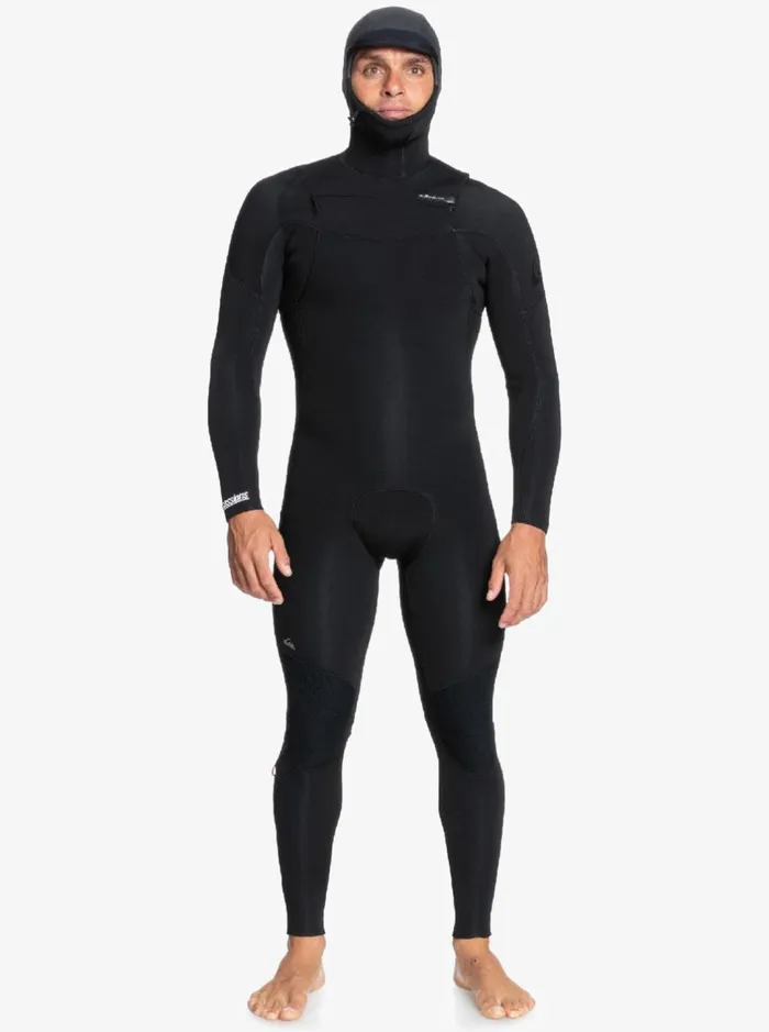 Wetsuits Men Quiksilver 543 Everyday Sessions Hooded ChestZip Wetsuit Black