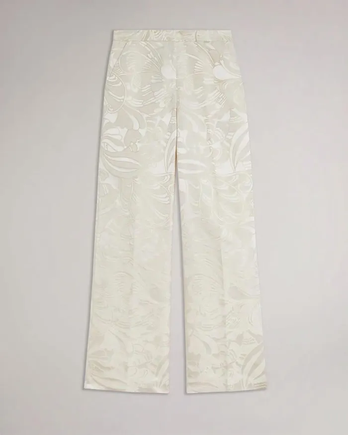 Wide Leg Jacquard Trousers Natural Women Ted Baker Clothing