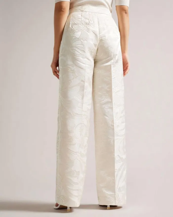 Wide Leg Jacquard Trousers Natural Women Ted Baker Clothing Wide Leg Jacquard Trousers Natural Women Ted Baker Clothing