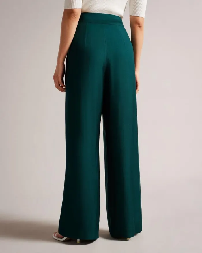 Wide Leg Trousers Dark Green Women Ted Baker Clothing Wide Leg Trousers Dark Green Women Ted Baker Clothing