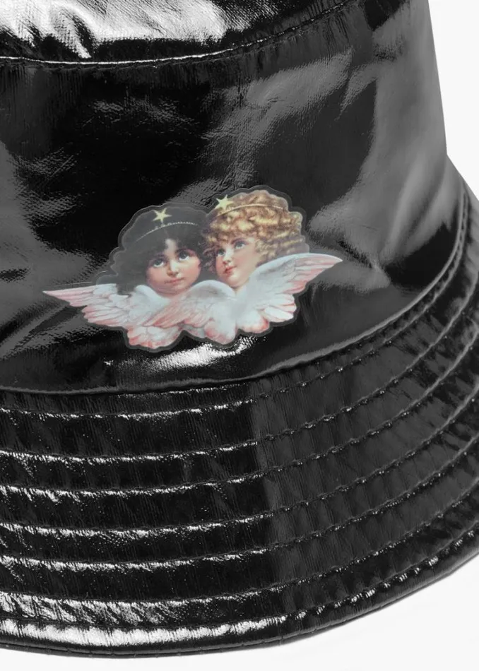 WomenAccessories Fiorucci Angels Vinyl Bucket Hat Black One Size WomenAccessories Fiorucci Angels Vinyl Bucket Hat Black One Size