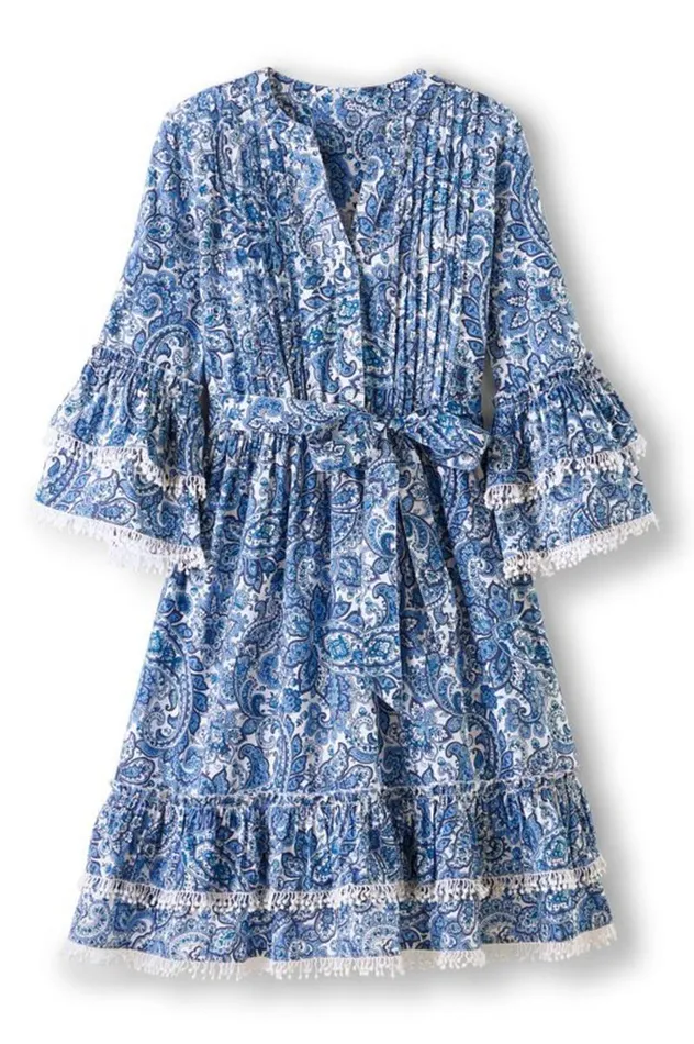 Women Adeline Short Dress Spring Paisley Chambray Soft Surroundings Dresses Women Adeline Short Dress Spring Paisley Chambray Soft Surroundings Dresses