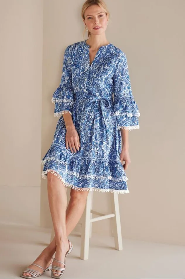 Women Adeline Short Dress Spring Paisley Chambray Soft Surroundings Dresses Women Adeline Short Dress Spring Paisley Chambray Soft Surroundings Dresses