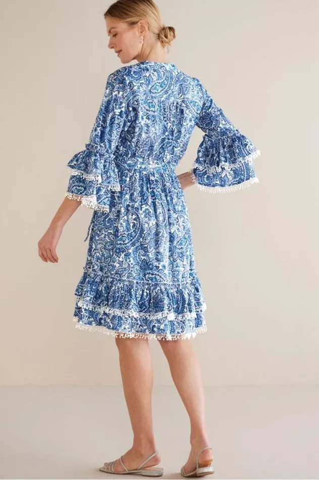 Women Adeline Short Dress Spring Paisley Chambray Soft Surroundings Dresses Women Adeline Short Dress Spring Paisley Chambray Soft Surroundings Dresses