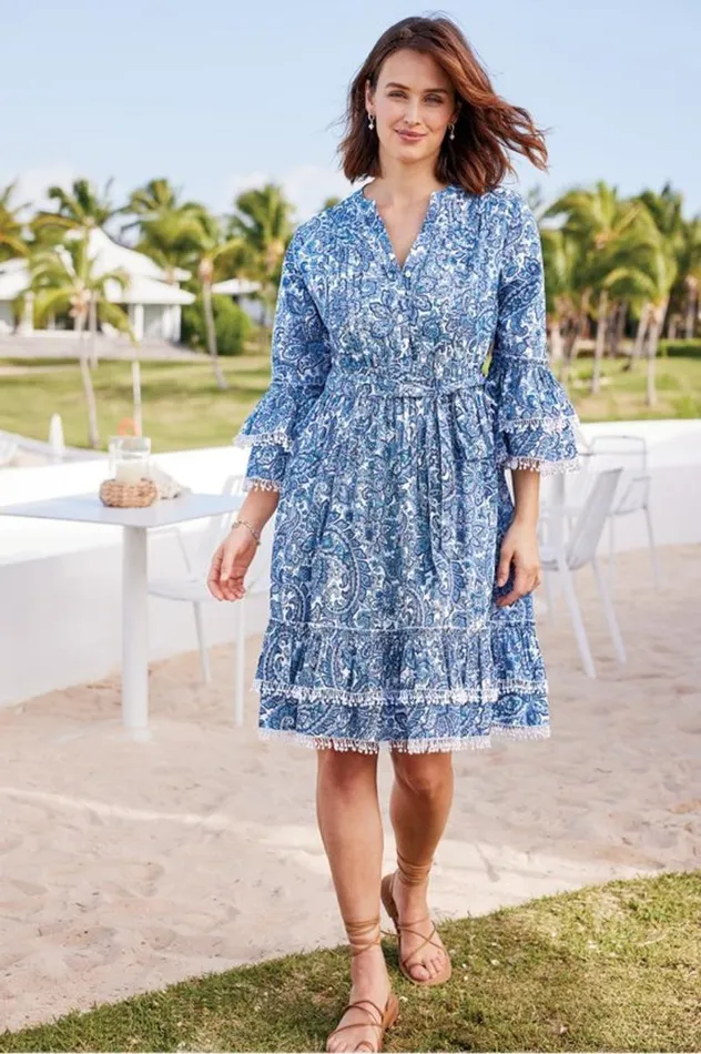 Women Adeline Short Dress Spring Paisley Chambray Soft Surroundings Dresses Women Adeline Short Dress Spring Paisley Chambray Soft Surroundings Dresses