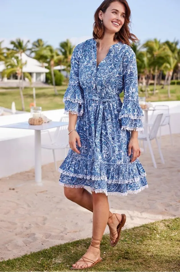 Women Adeline Short Dress Spring Paisley Chambray Soft Surroundings Dresses Women Adeline Short Dress Spring Paisley Chambray Soft Surroundings Dresses