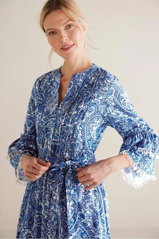 Women Adeline Short Dress Spring Paisley Chambray Soft Surroundings Dresses Women Adeline Short Dress Spring Paisley Chambray Soft Surroundings Dresses