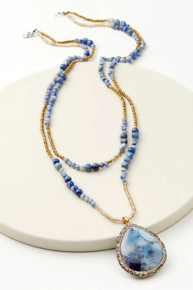 Women Afina Drop Necklace Blue Lapis Soft Surroundings Jewelry
