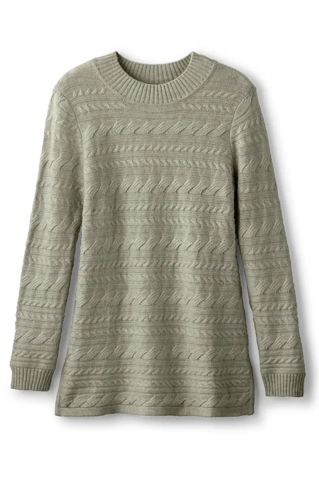 Women Alena Cable Sweater Tunic Oatmeal Heather Soft Surroundings Tops Women Alena Cable Sweater Tunic Oatmeal Heather Soft Surroundings Tops