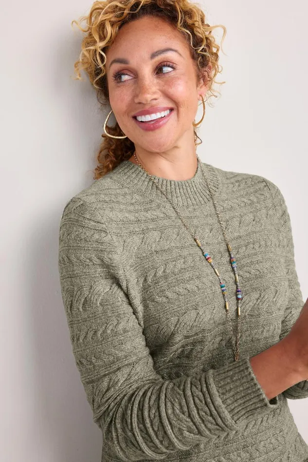 Women Alena Cable Sweater Tunic Oatmeal Heather Soft Surroundings Tops Women Alena Cable Sweater Tunic Oatmeal Heather Soft Surroundings Tops