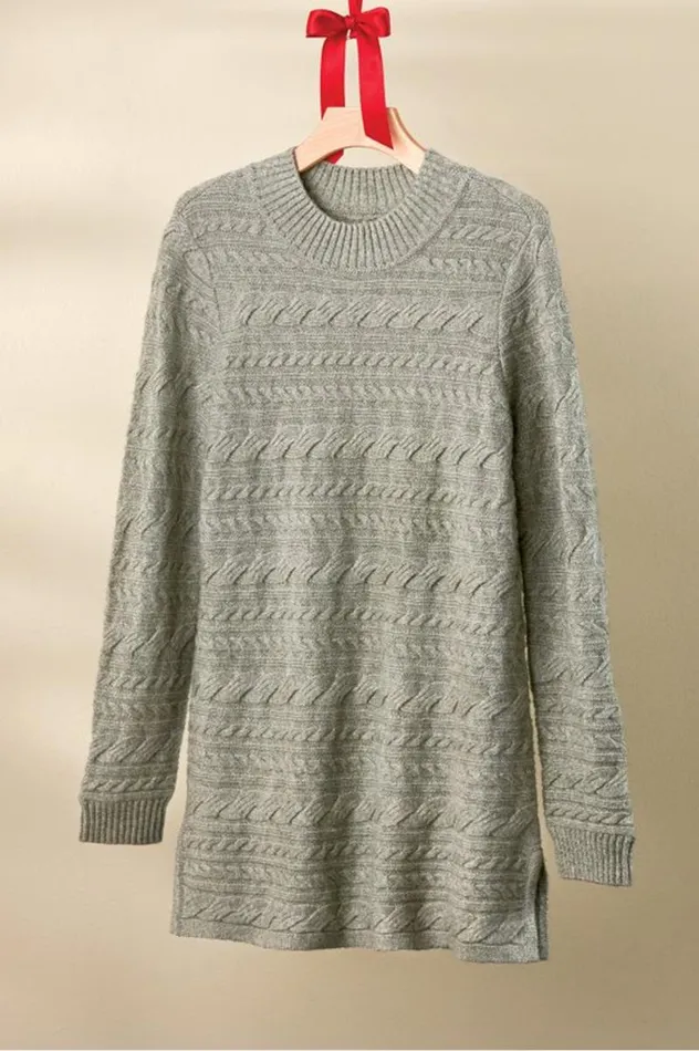 Women Alena Cable Sweater Tunic Oatmeal Heather Soft Surroundings Tops Women Alena Cable Sweater Tunic Oatmeal Heather Soft Surroundings Tops