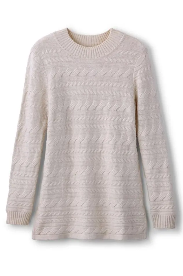 Women Alena Cable Sweater Tunic Oatmeal Heather Soft Surroundings Tops Women Alena Cable Sweater Tunic Oatmeal Heather Soft Surroundings Tops