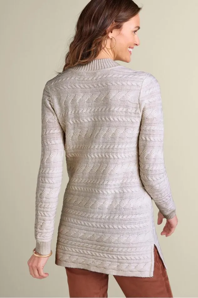 Women Alena Cable Sweater Tunic Oatmeal Heather Soft Surroundings Tops Women Alena Cable Sweater Tunic Oatmeal Heather Soft Surroundings Tops