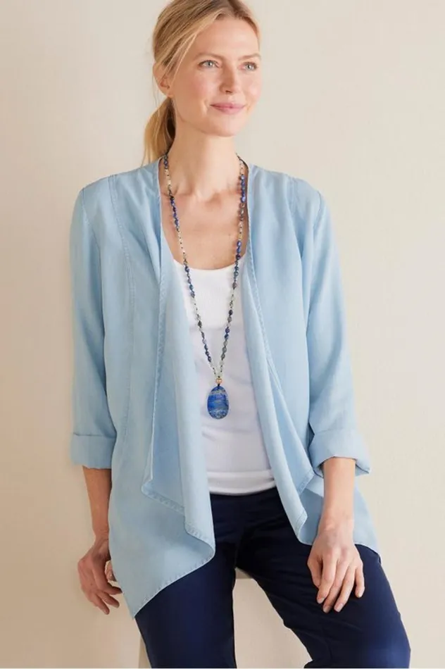 Women Alicante Tencel Topper Light Chambray Soft Surroundings Toppers