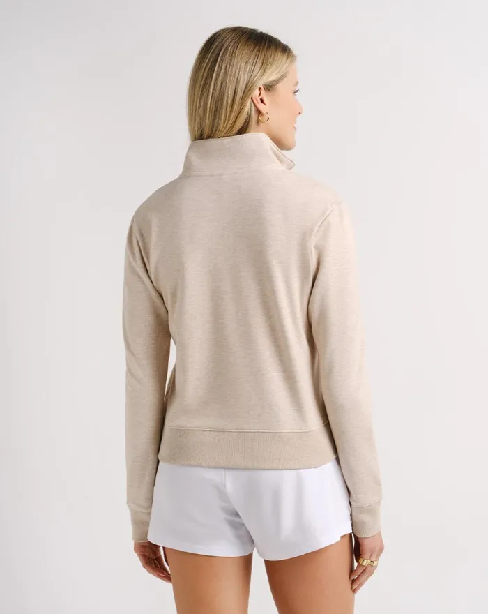Women All Tops TravisMathew CLOUD FLEECE HALF ZIP Heather Natural