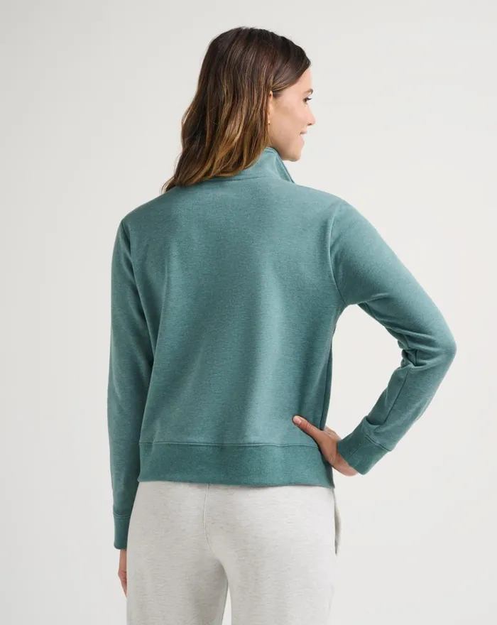 Women All Tops TravisMathew CLOUD FLEECE HALF ZIP Heather North Atlantic