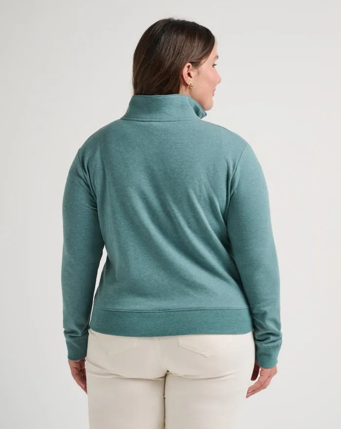 Women All Tops TravisMathew CLOUD FLEECE HALF ZIP Heather North Atlantic