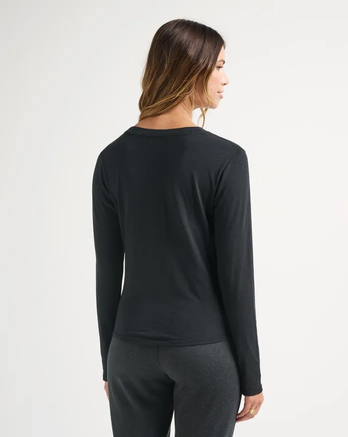 Women All Tops TravisMathew CLOUD JERSEY HENLEY Black