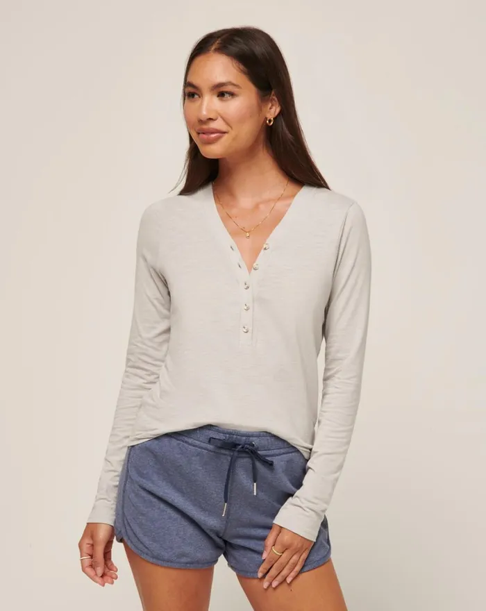 Women All Tops TravisMathew CLOUD JERSEY HENLEY Light Grey