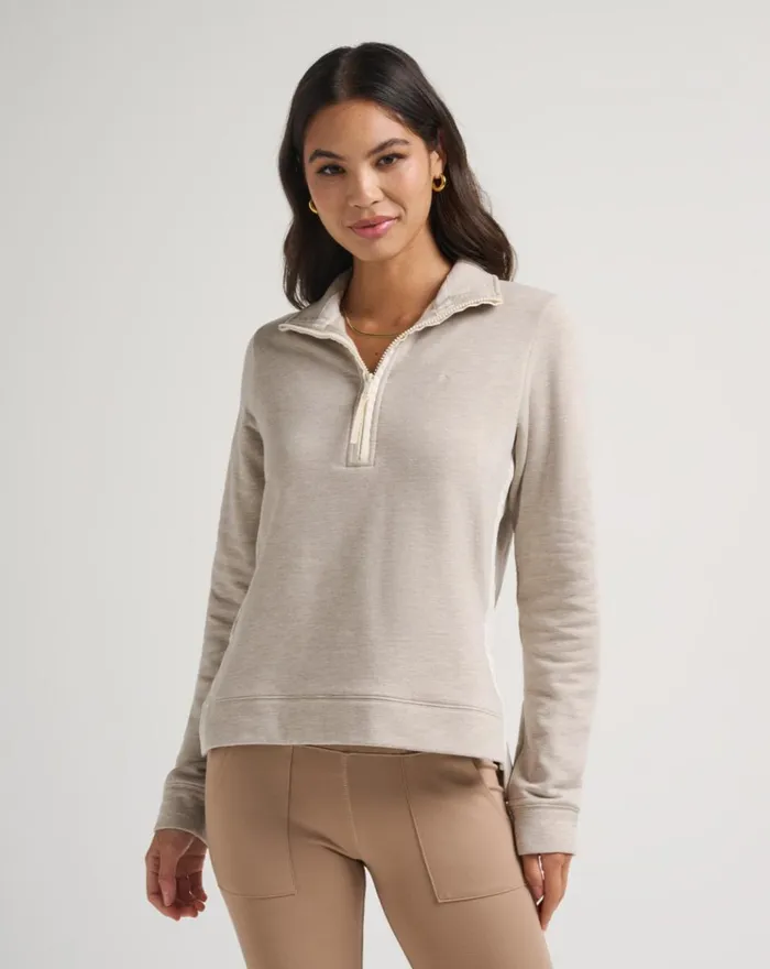 Women All Tops TravisMathew DELANEY CLOUD FLEECE HALF ZIP Heather Atmosphere
