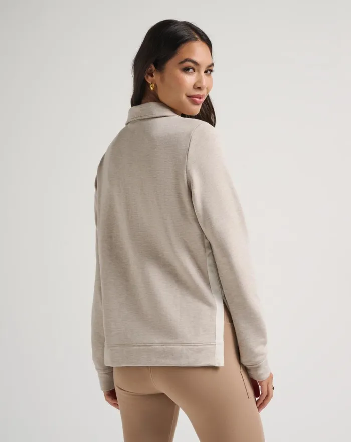 Women All Tops TravisMathew DELANEY CLOUD FLEECE HALF ZIP Heather Atmosphere
