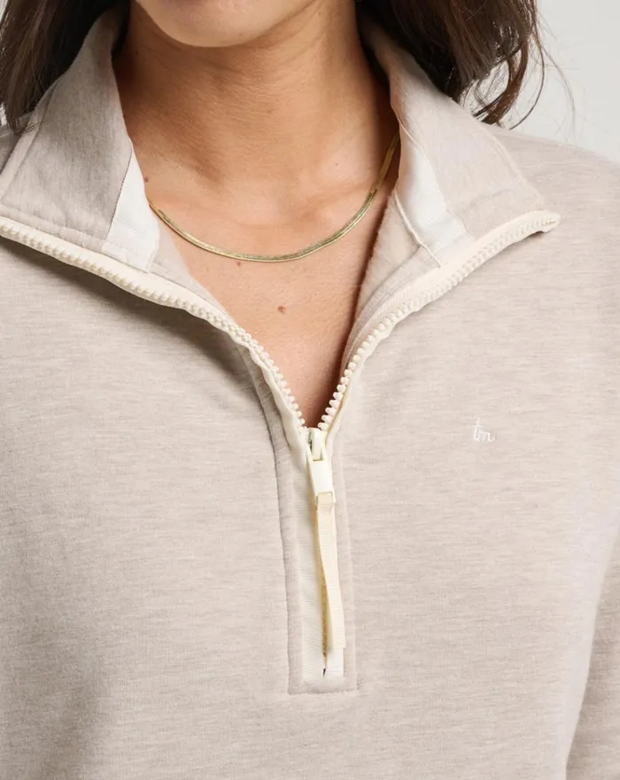 Women All Tops TravisMathew DELANEY CLOUD FLEECE HALF ZIP Heather Atmosphere