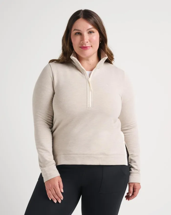 Women All Tops TravisMathew DELANEY CLOUD FLEECE HALF ZIP Heather Atmosphere