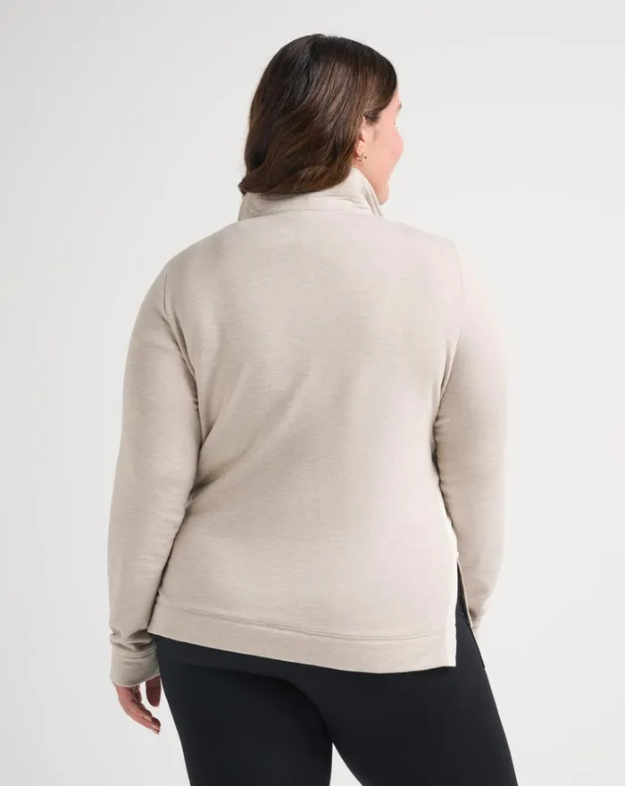 Women All Tops TravisMathew DELANEY CLOUD FLEECE HALF ZIP Heather Atmosphere