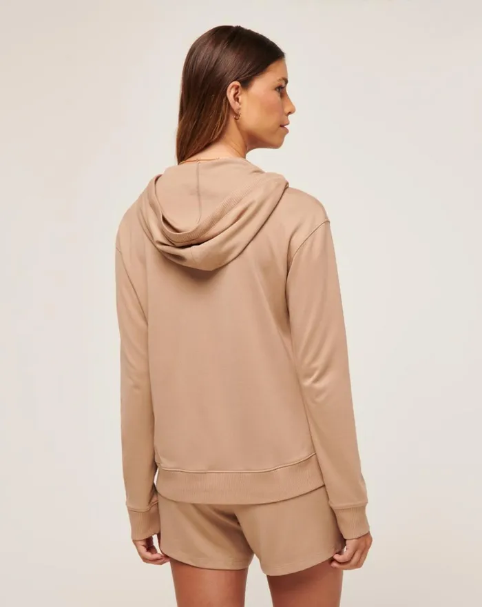 Women All Tops TravisMathew FRIDAY PONTE HALF ZIP HOODIE Natural