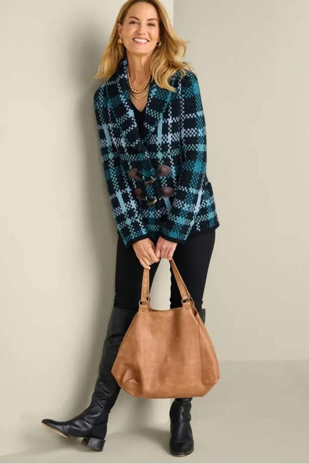 Women Alpine Plaid Sweater Coat Naturally Fall Plaid Soft Surroundings Tops Women Alpine Plaid Sweater Coat Naturally Fall Plaid Soft Surroundings Tops
