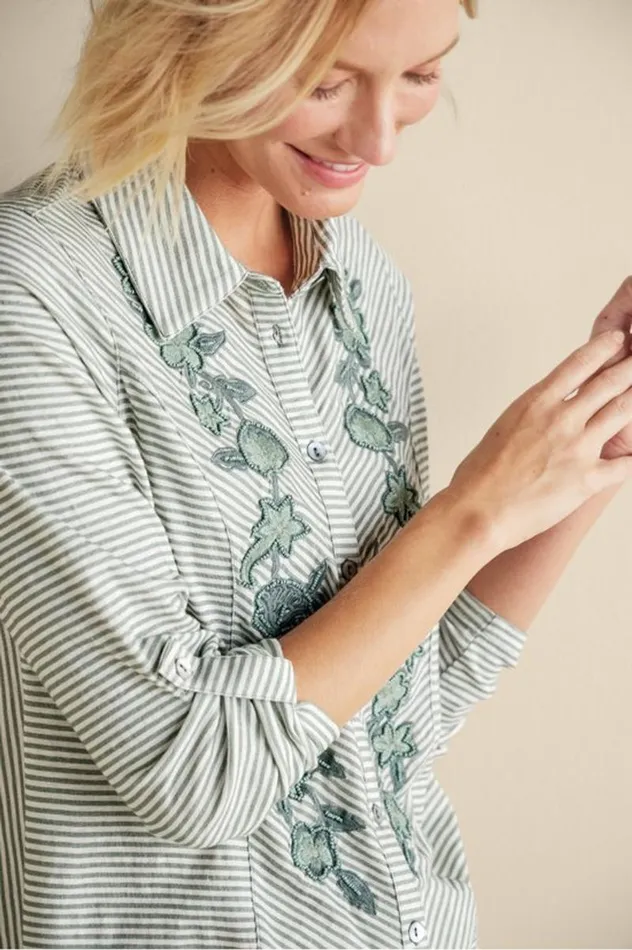 Women Anisa Tunic Green Milieu Stripe Soft Surroundings Tops Women Anisa Tunic Green Milieu Stripe Soft Surroundings Tops