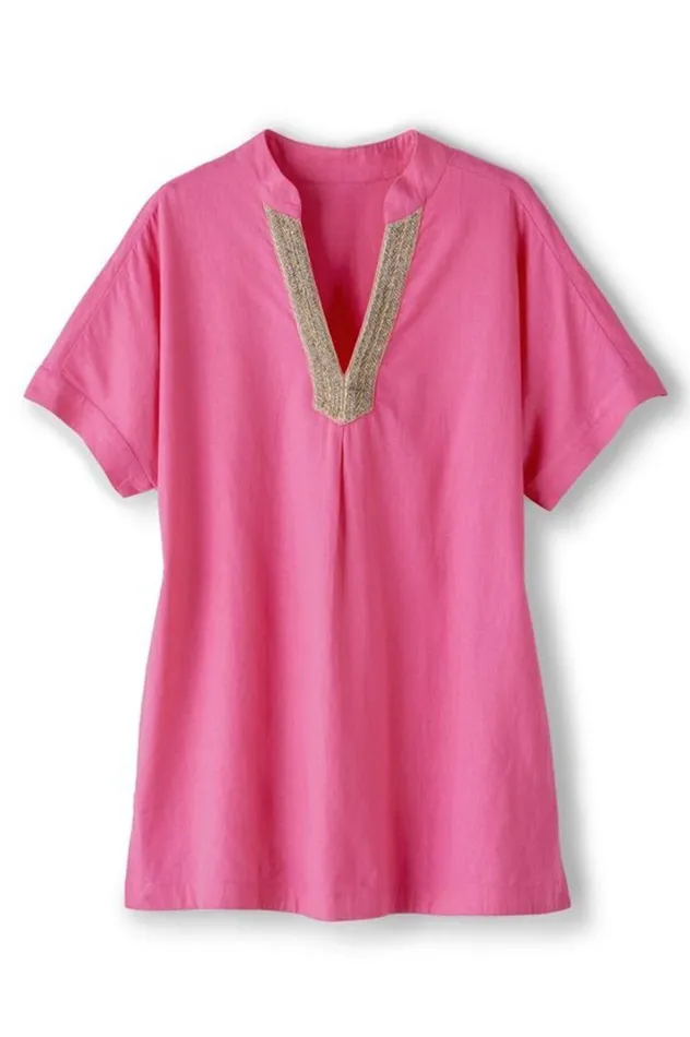 Women Annalise Linen Blend Tunic Azalea Pink Soft Surroundings Tops Women Annalise Linen Blend Tunic Azalea Pink Soft Surroundings Tops