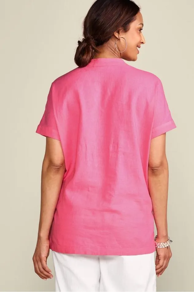 Women Annalise Linen Blend Tunic Azalea Pink Soft Surroundings Tops Women Annalise Linen Blend Tunic Azalea Pink Soft Surroundings Tops