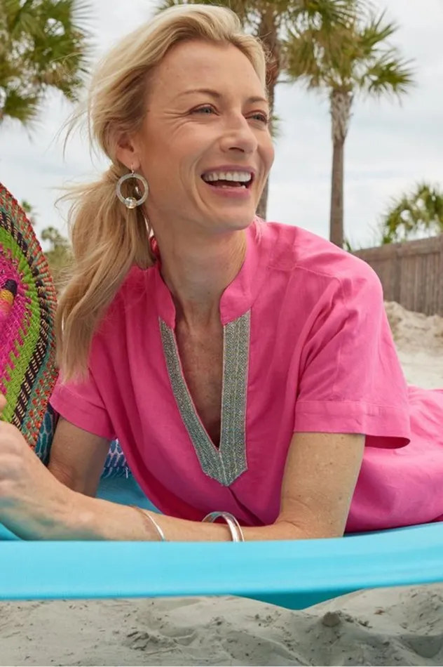 Women Annalise Linen Blend Tunic Azalea Pink Soft Surroundings Tops Women Annalise Linen Blend Tunic Azalea Pink Soft Surroundings Tops