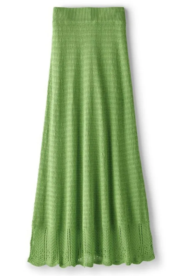 Women April Crochet Sweater Skirt Piquant Green Soft Surroundings Skirts Women April Crochet Sweater Skirt Piquant Green Soft Surroundings Skirts