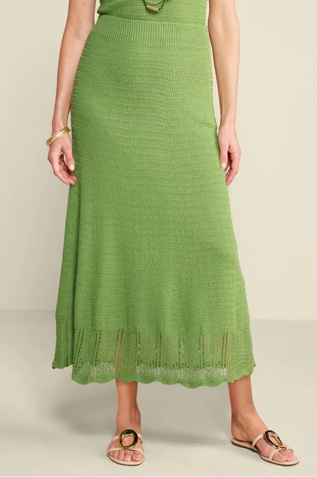 Women April Crochet Sweater Skirt Piquant Green Soft Surroundings Skirts Women April Crochet Sweater Skirt Piquant Green Soft Surroundings Skirts