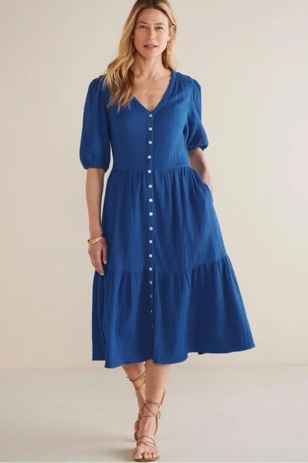 Women Arielle Gauze Midi Dress Sunkist Coral Soft Surroundings Dresses