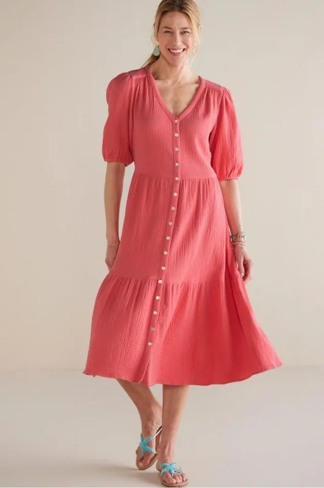 Women Arielle Gauze Midi Dress Sunkist Coral Soft Surroundings Dresses Women Arielle Gauze Midi Dress Sunkist Coral Soft Surroundings Dresses