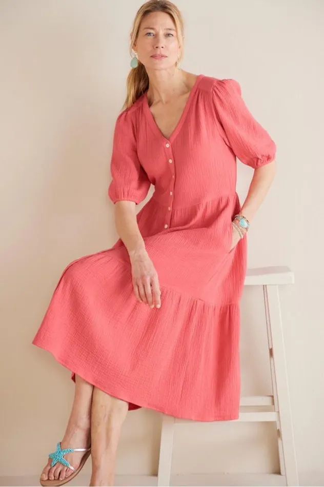 Women Arielle Gauze Midi Dress Sunkist Coral Soft Surroundings Dresses Women Arielle Gauze Midi Dress Sunkist Coral Soft Surroundings Dresses