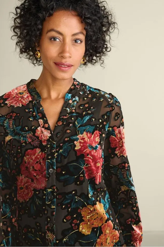 Women Autumn Velvet Tunic Black Multi Soft Surroundings Tops Women Autumn Velvet Tunic Black Multi Soft Surroundings Tops