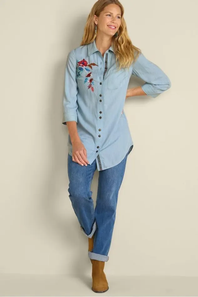Women Aveline Tencel Tunic Light Chambray Soft Surroundings Tops Women Aveline Tencel Tunic Light Chambray Soft Surroundings Tops