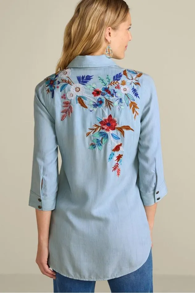 Women Aveline Tencel Tunic Light Chambray Soft Surroundings Tops Women Aveline Tencel Tunic Light Chambray Soft Surroundings Tops