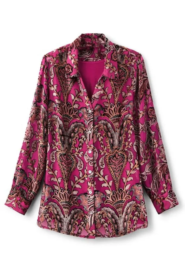 Women Bellarosa Velvet Tunic Pink Scarf Burnout Soft Surroundings Tops Women Bellarosa Velvet Tunic Pink Scarf Burnout Soft Surroundings Tops