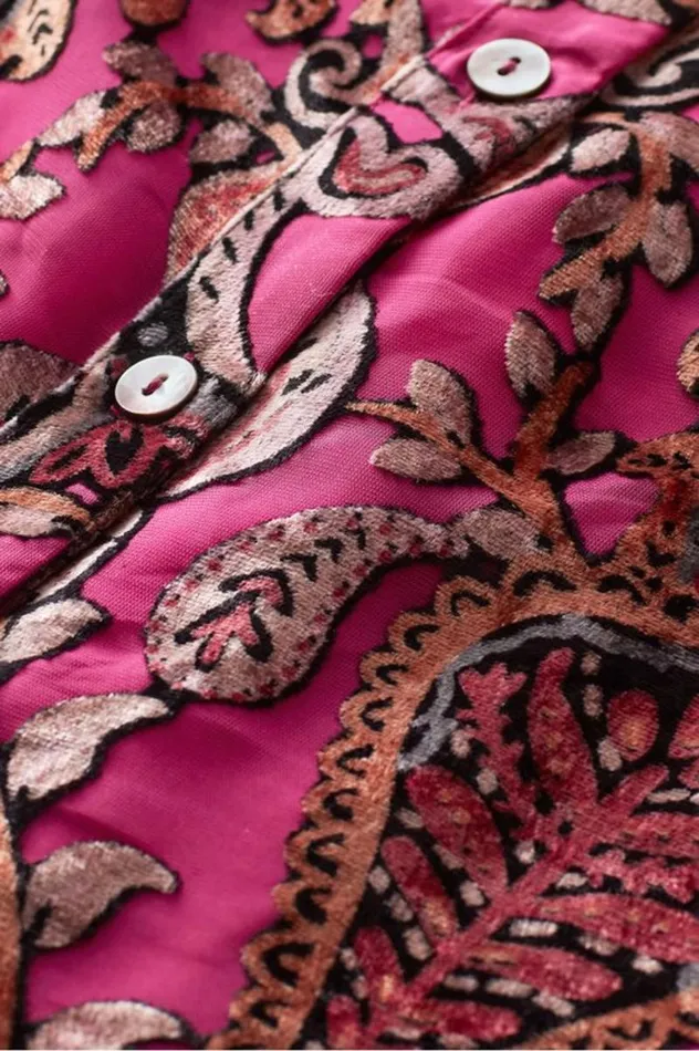 Women Bellarosa Velvet Tunic Pink Scarf Burnout Soft Surroundings Tops Women Bellarosa Velvet Tunic Pink Scarf Burnout Soft Surroundings Tops