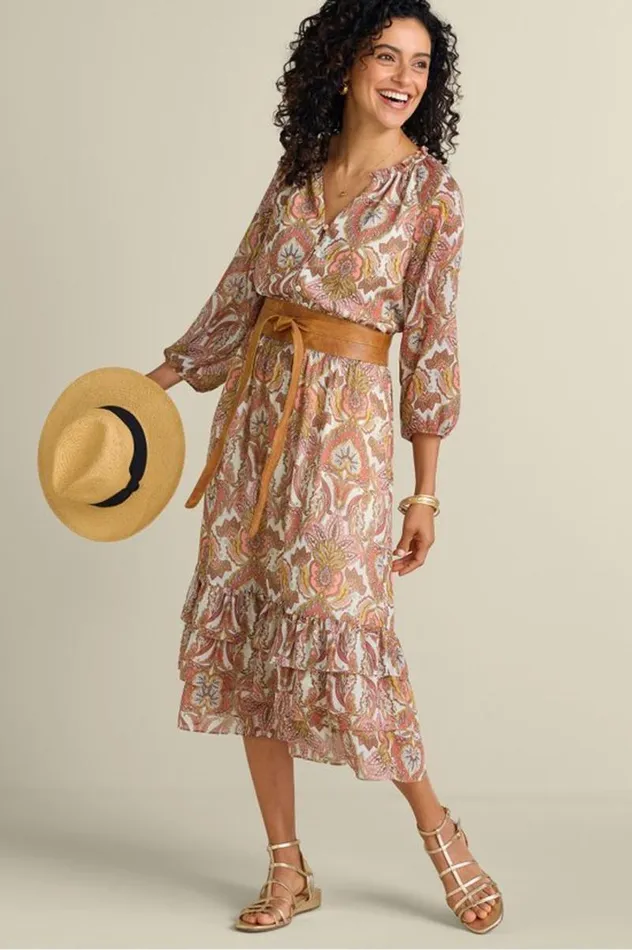 Women Betsey Midi Dress Global Scarf Cream Coral Soft Surroundings Dresses Women Betsey Midi Dress Global Scarf Cream Coral Soft Surroundings Dresses